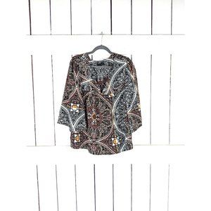 Sanctuary mandala tribal boho bell sleeve blouse